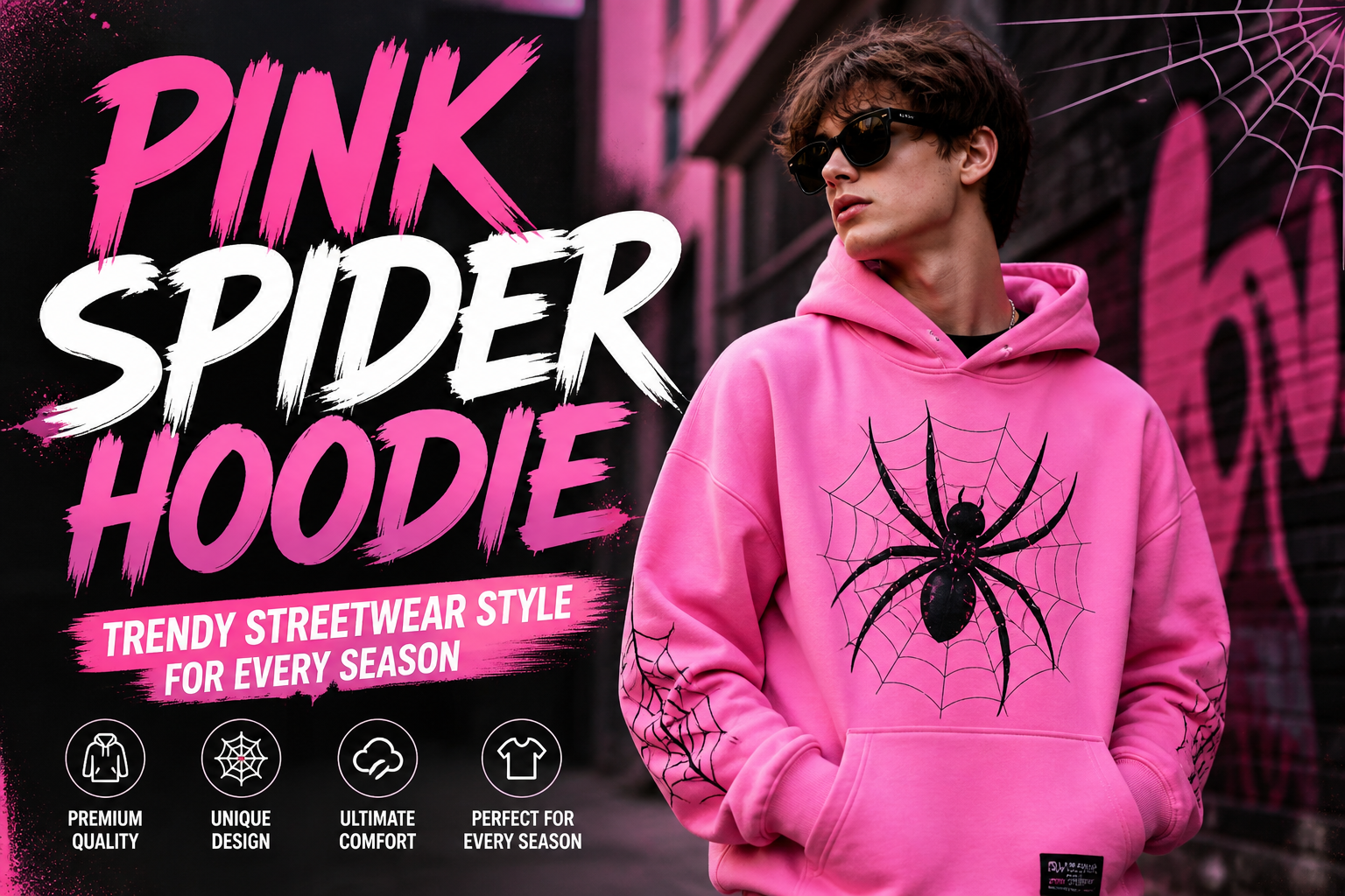 pink spider hoodie