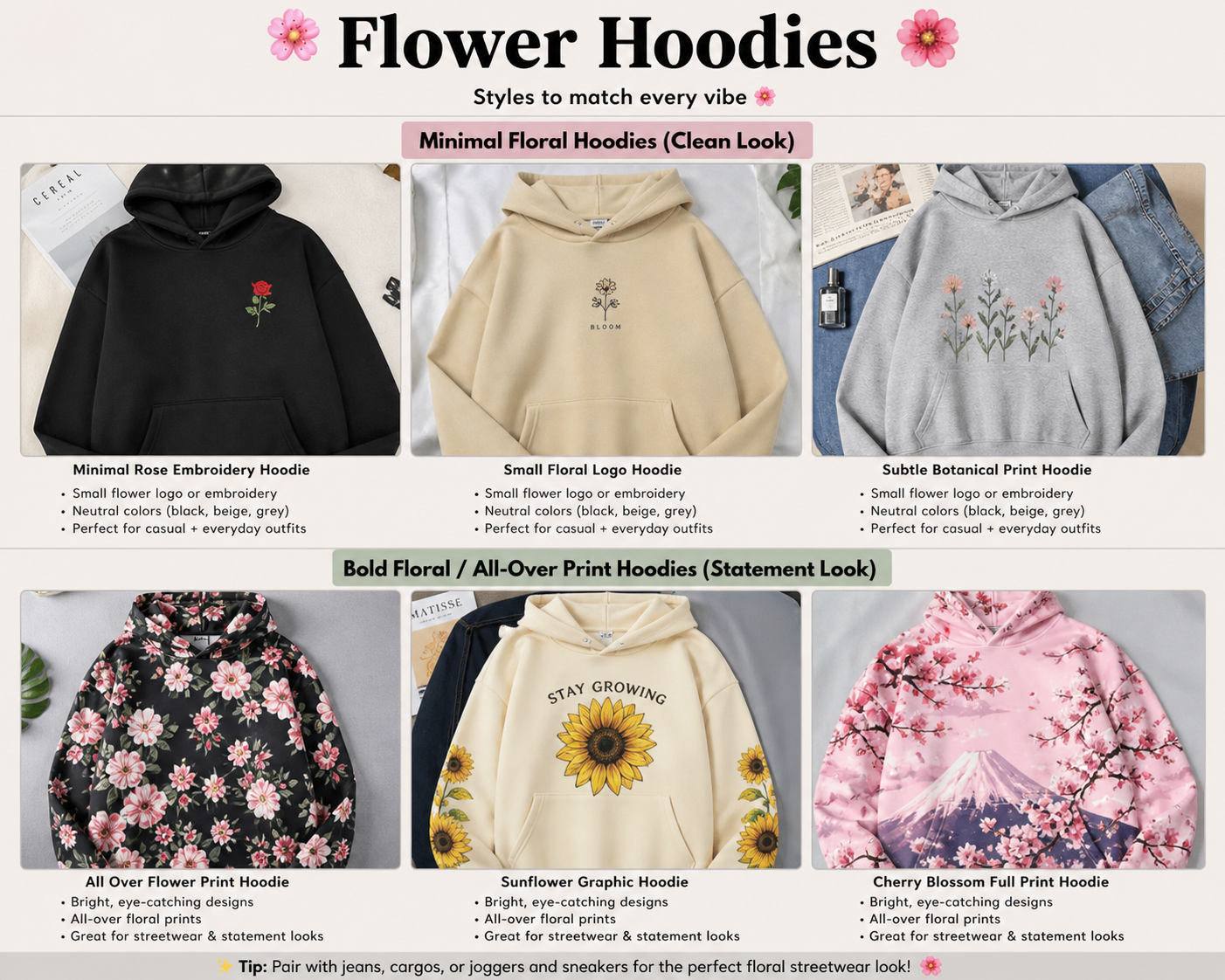 flower hoodies