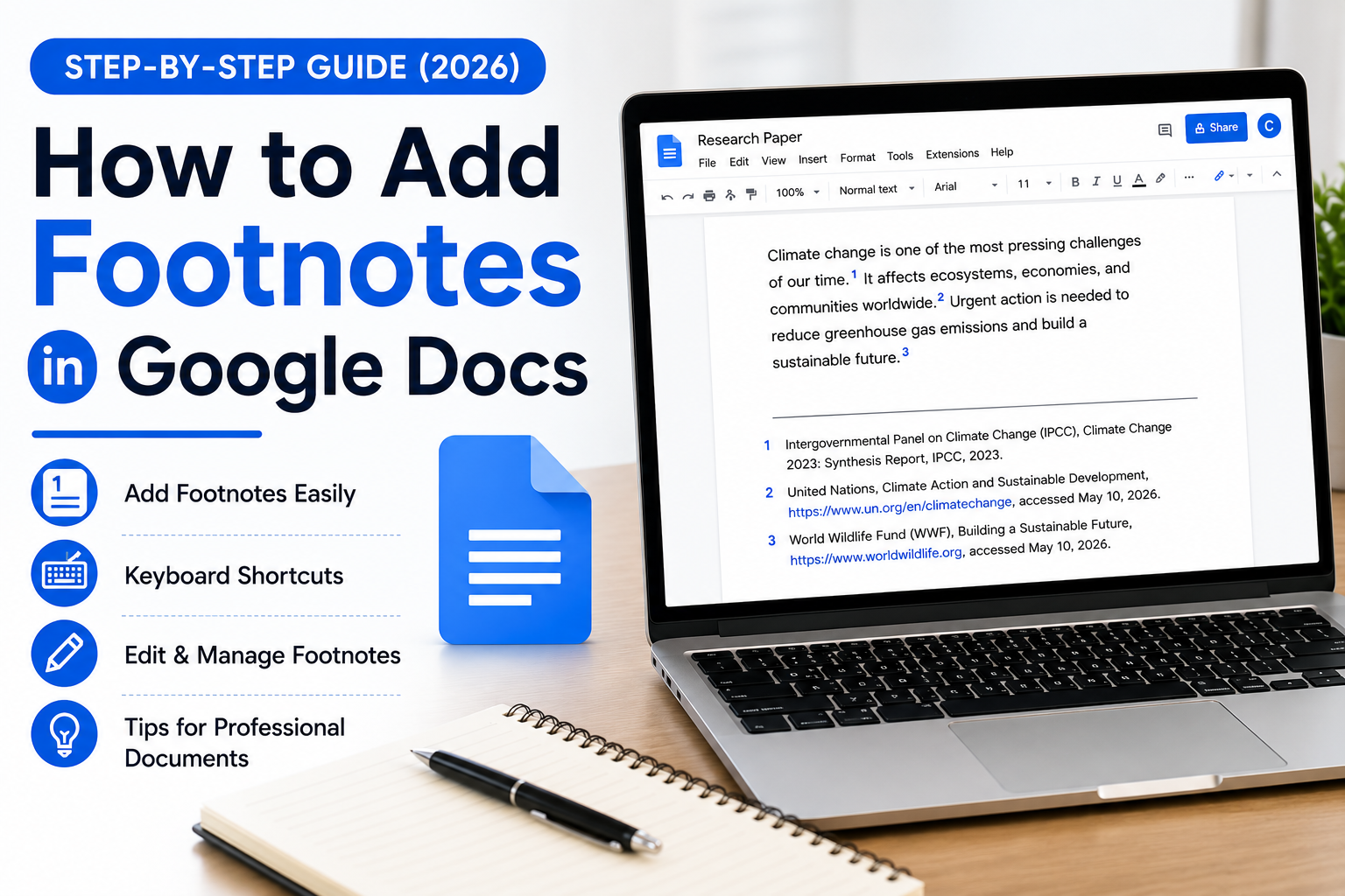 how to add footnotes in google docs