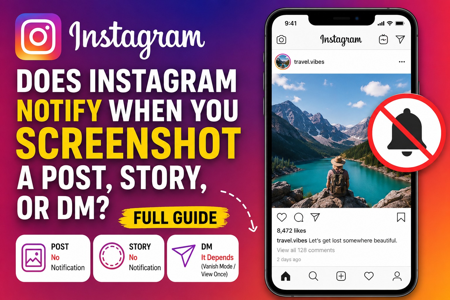 does instagram notify when you screenshot a post