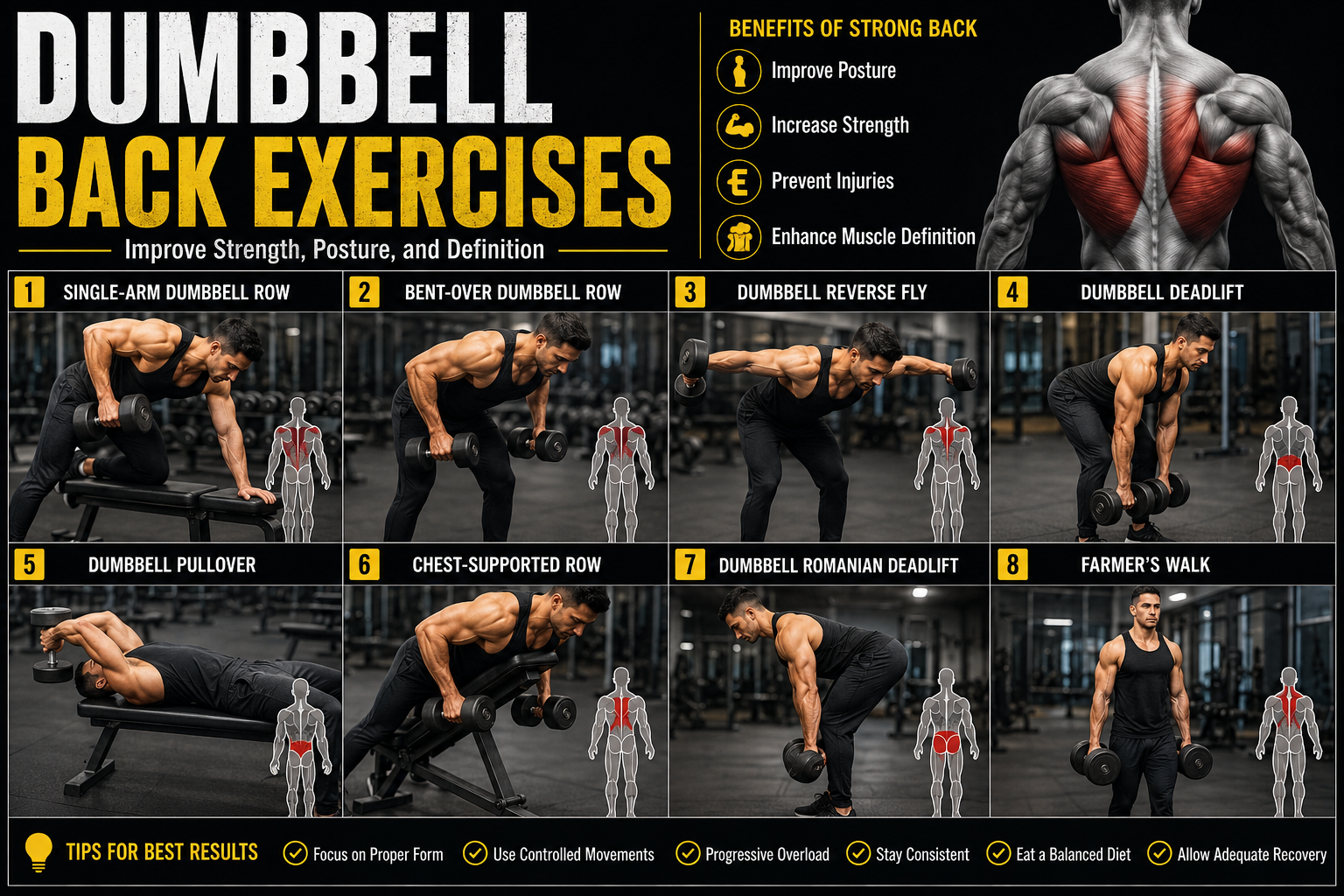 dumbbell back exercises